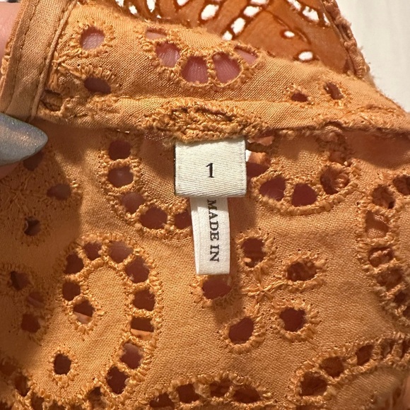 Sandro Livio Tie Front Drawstring V Neck Slim Fit Blouse Orange Size 2-4 US - Picture 12 of 12